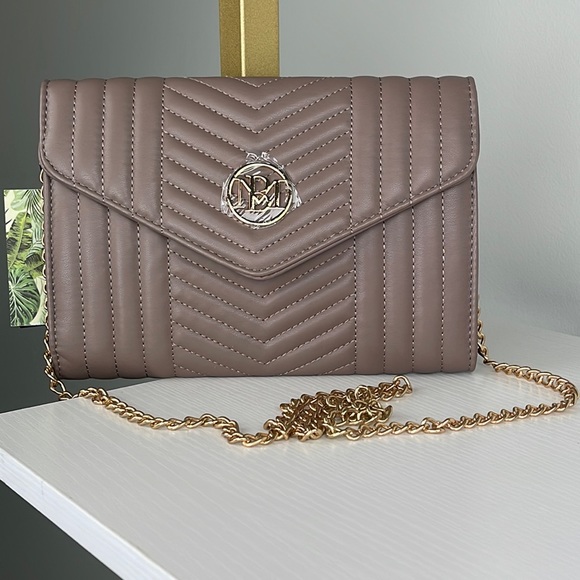 Badgley Mischka Handbags - Studio Badgley Mischka Taupe Quilting Center Crossbody Bag Ladies